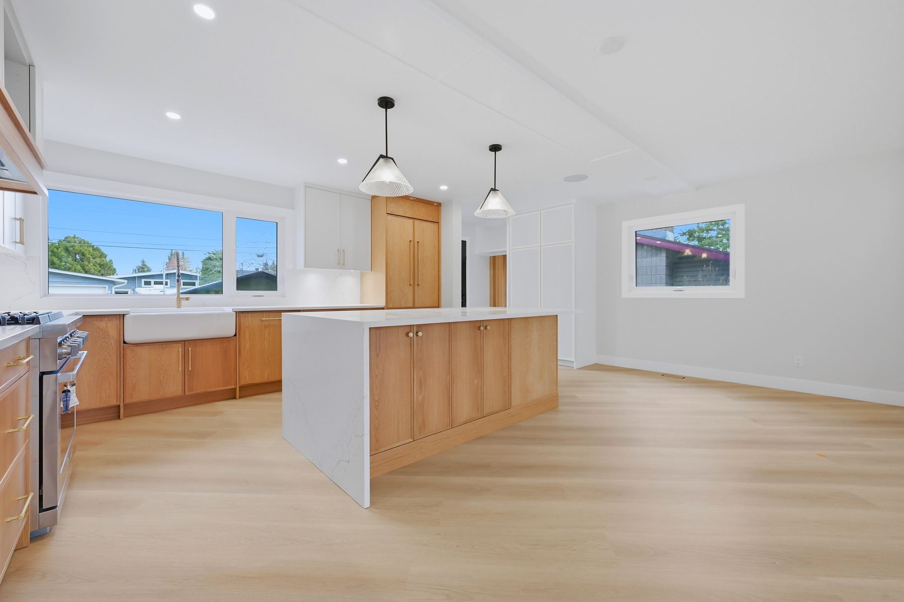 Kitchen — island with built-in beverage fridge